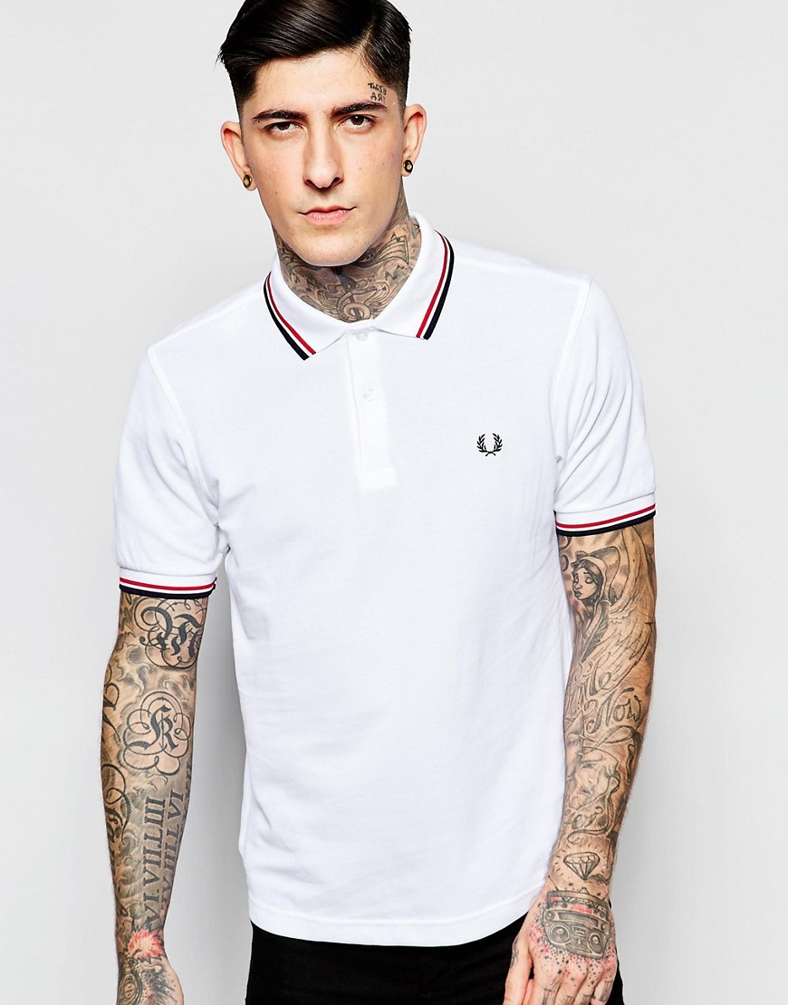 Fred Perry | Fred Perry Slim Fit Polo With Twin Tipped In White at ASOS