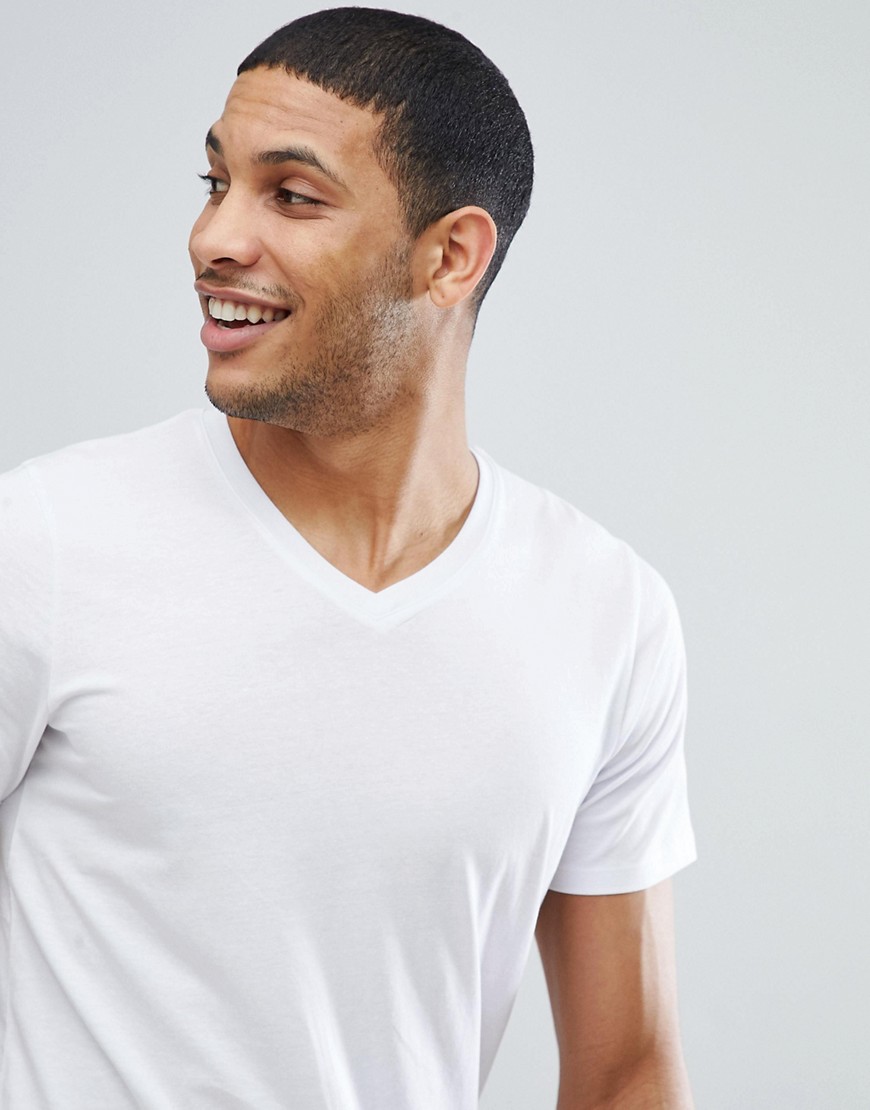 Jack & Jones Essentials slim fit v-neck t-shirt in white