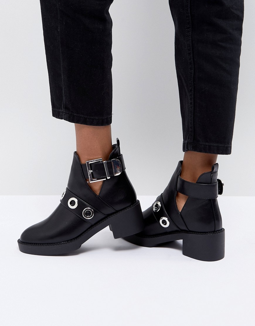 Pimkie Cut Out Heeled Ankle Boots - Black