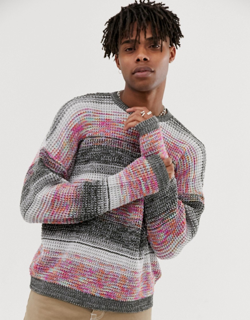 ASOS DESIGN oversized textured knit jumper in neon pink slubby yarn