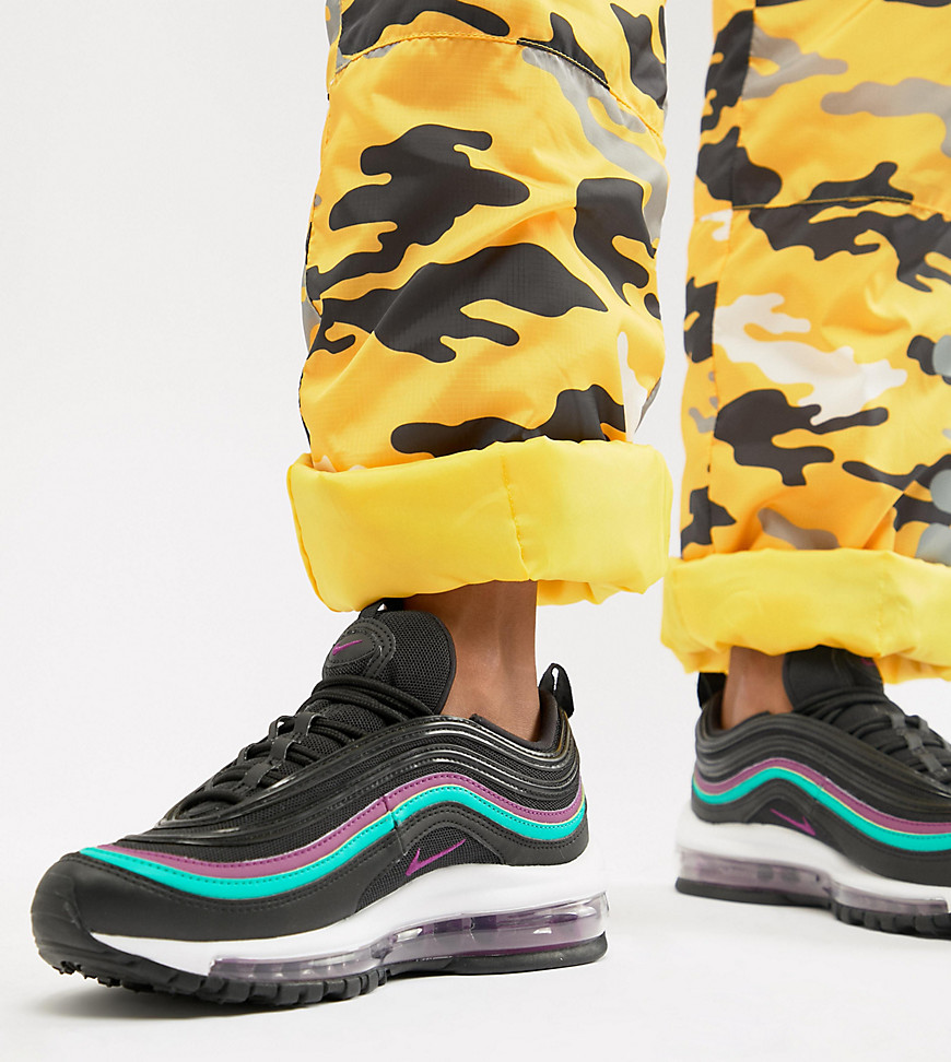 Nike Black With Purple Piping Air Max 97 Trainers - Black/purple