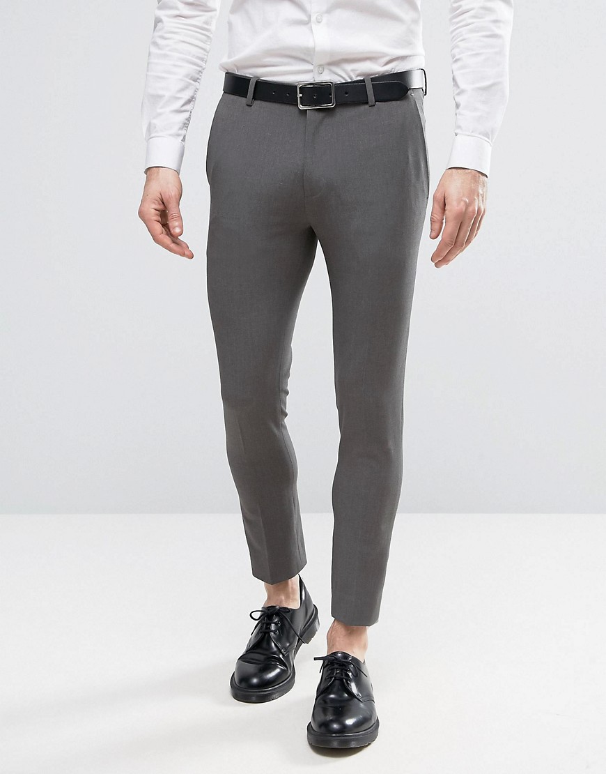 Серые супероблегающие укороченные брюки в строгом стиле ASOS - Серый ASOS DESIGN 