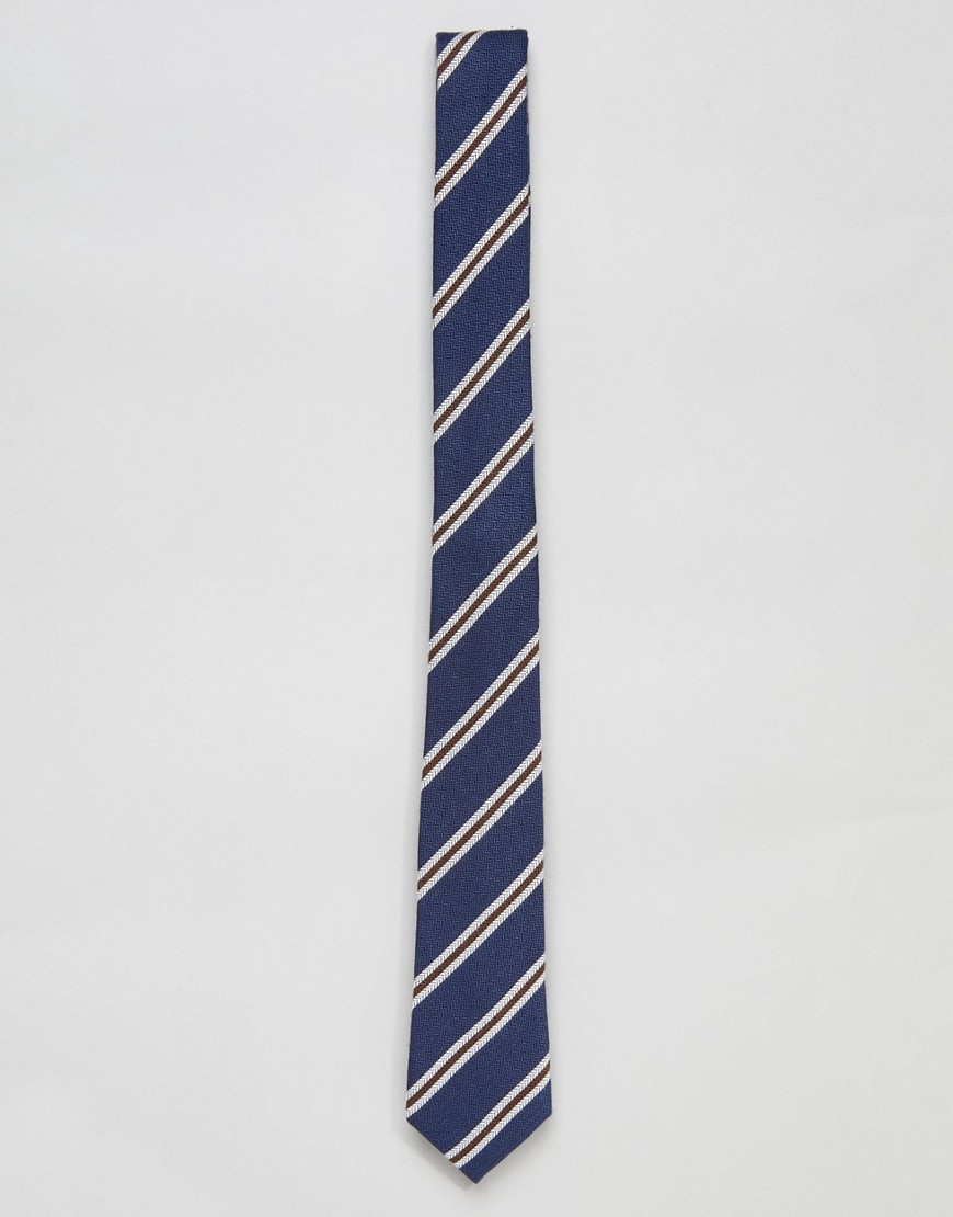 Узкий галстук в полоску ASOS DESIGN - Темно-синий 