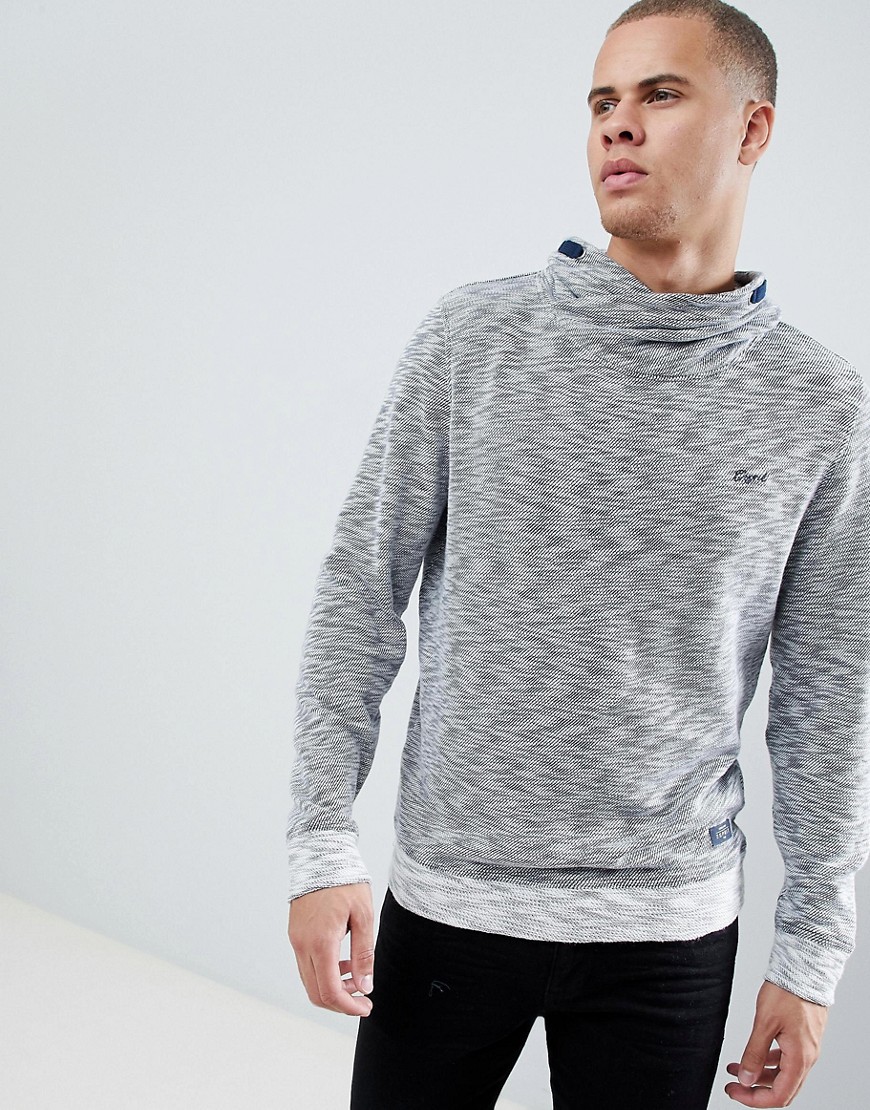 Esprit Funnel Neck Sweatshirt In Grey Marl - Navy