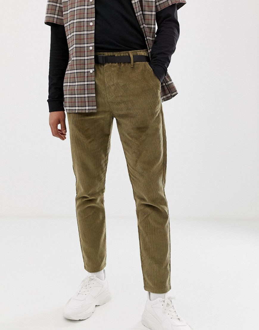 ASOS DESIGN skinny trousers in khaki cord