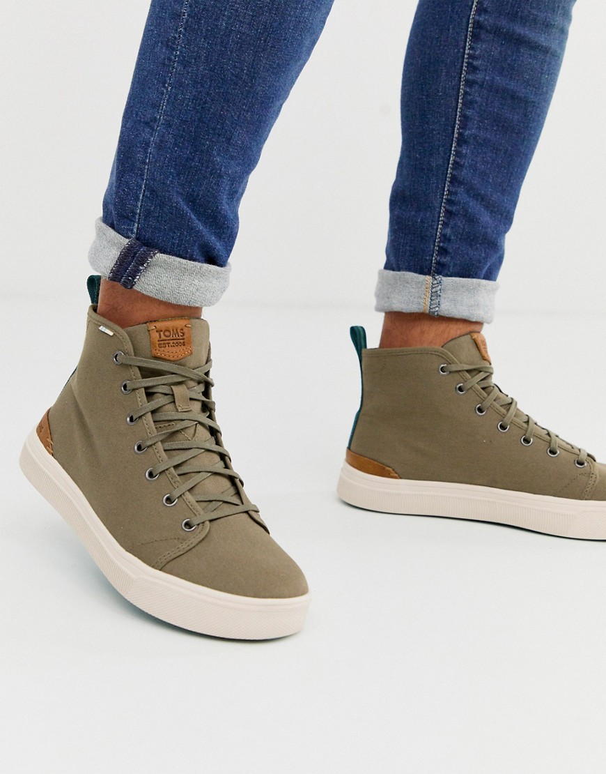 Toms travel lite high top trainers in green