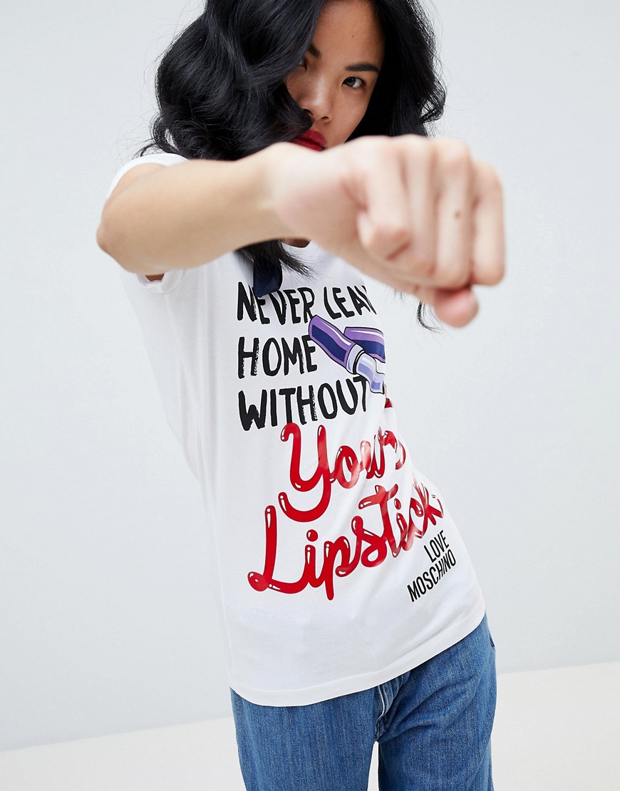 Love Moschino Lipstick Print T-Shirt - A00
