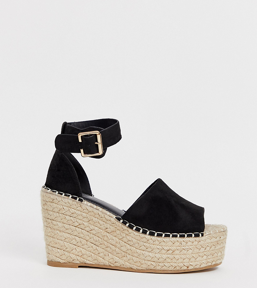 PrettyLittleThing espadrille sandal with buckle in black