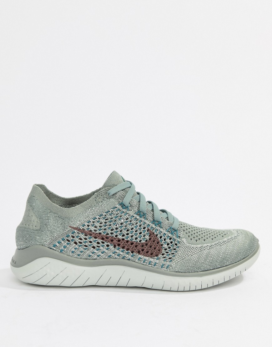 Nike Running Free Run Flyknit Trainers In Grey And Pink - Grey