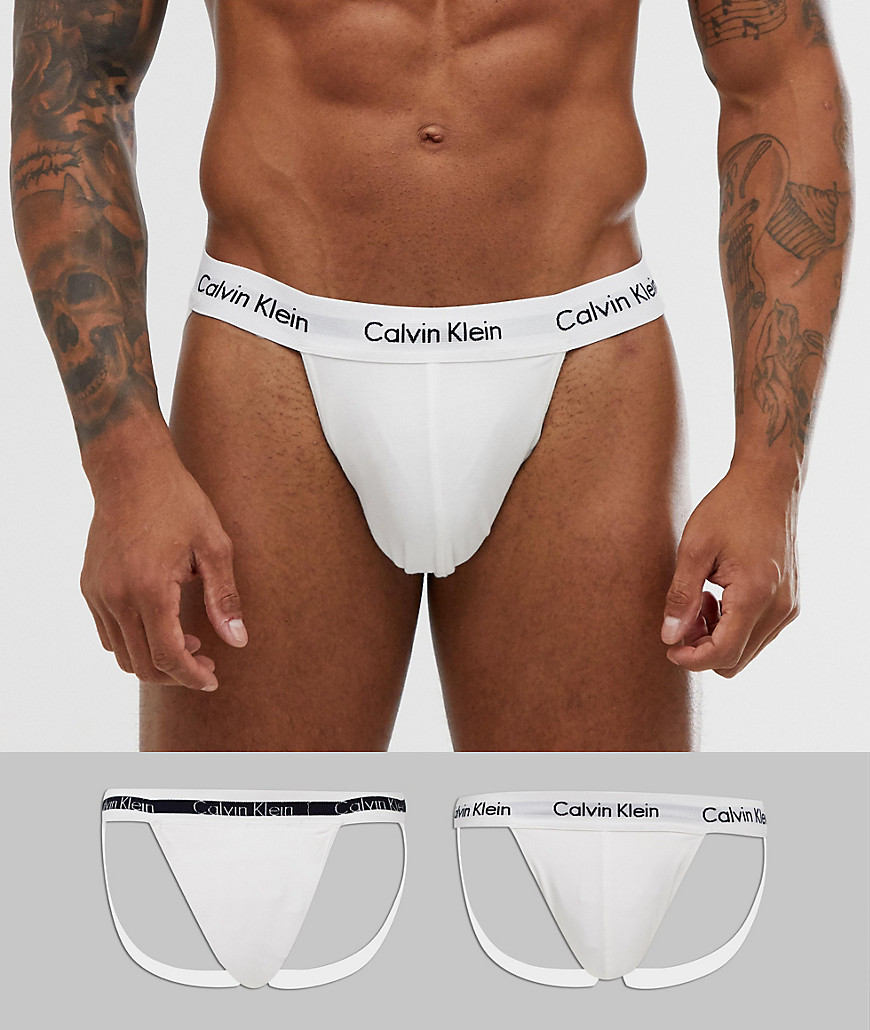 Calvin Klein Cotton Stretch 2 pack jock straps in white