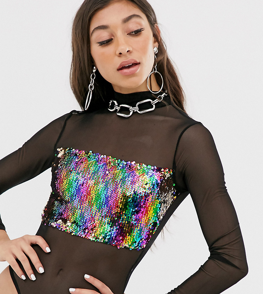 See You Never rainbow sequin body