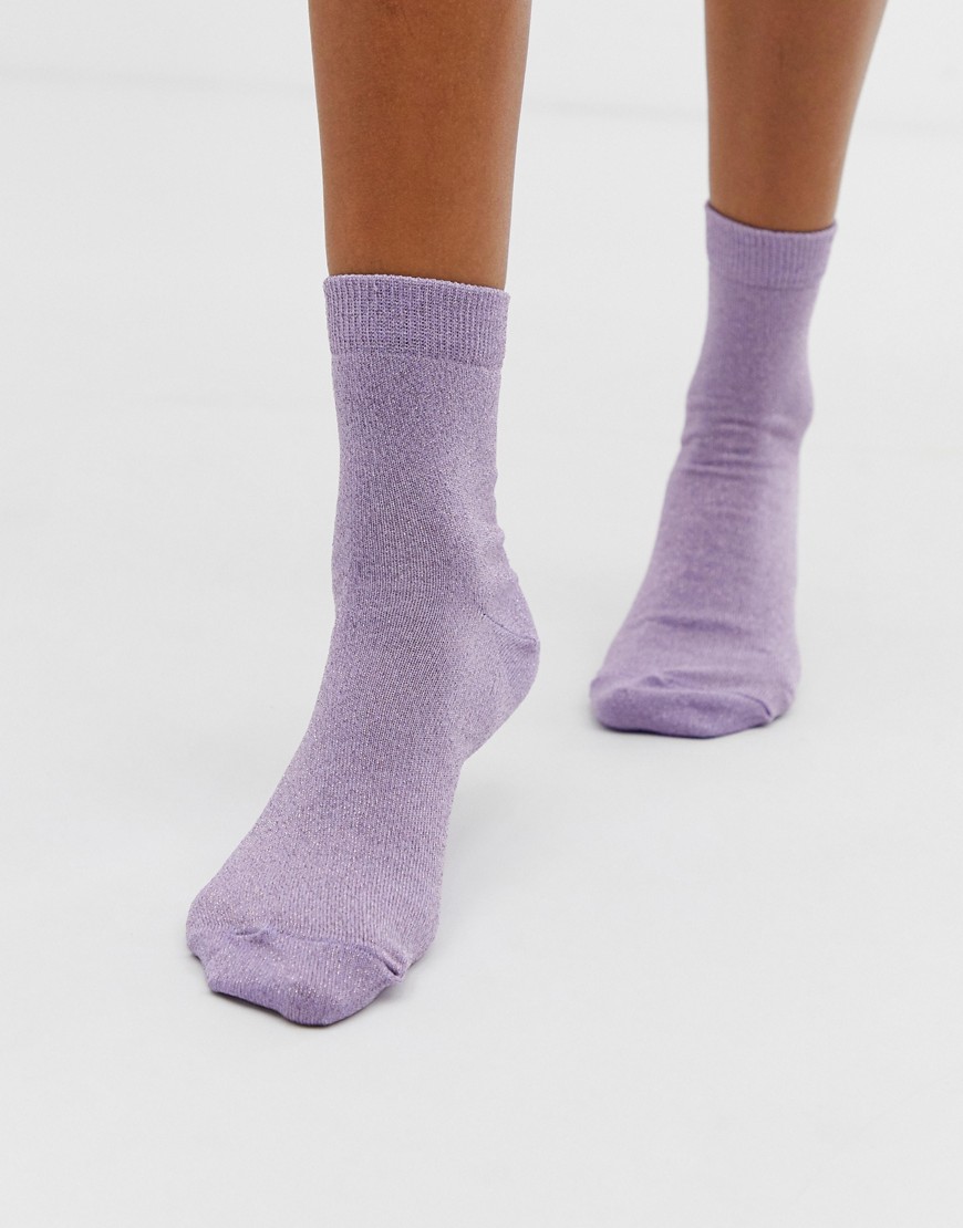 ASOS DESIGN glitter ankle socks