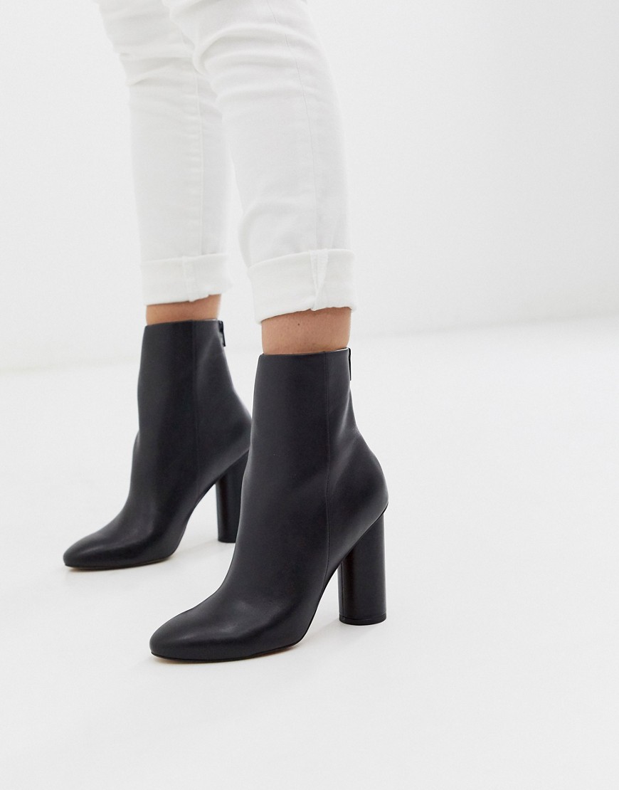 Asos Design Resilient Leather Heeled Boots In Black