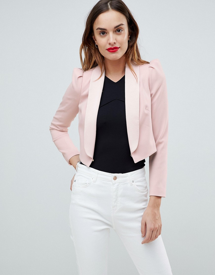 Karen Millen cropped blazer in pale pink - Pale pink