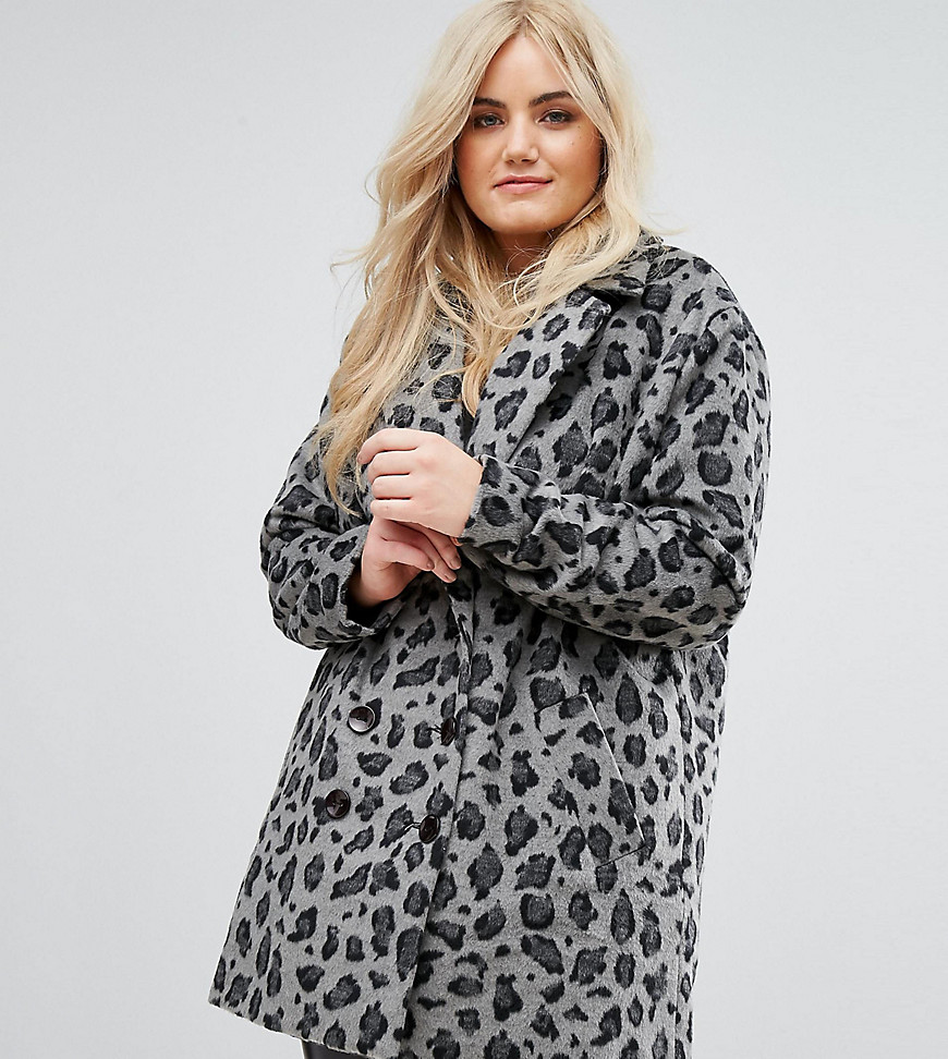 Alice & You Smart Coat In Monochrome Leopard Print - Grey leopard