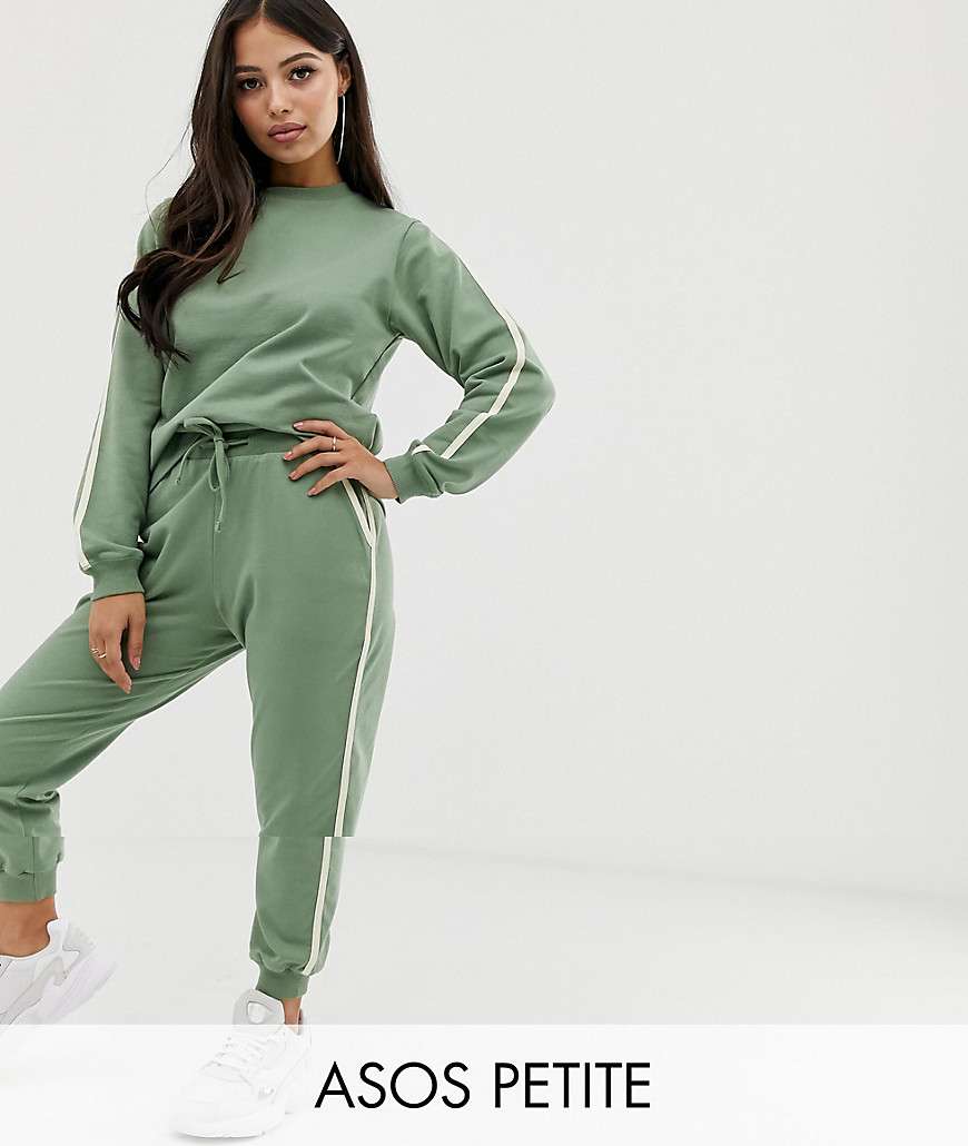 ASOS DESIGN Petite tracksuit cute sweat / basic jogger with tie with contrast binding