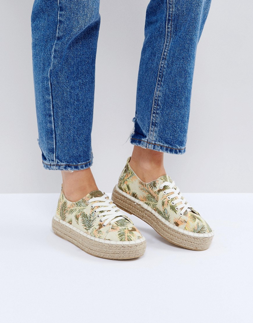 Pimkie Tropical Print Espadrille Trainers - Tropical