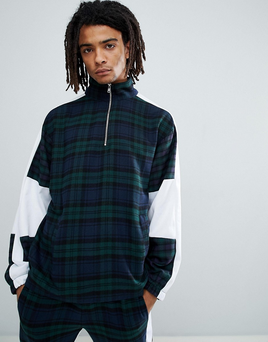 Granted Checked 1/4 Zip Overhead Jacket In Green Check - Green