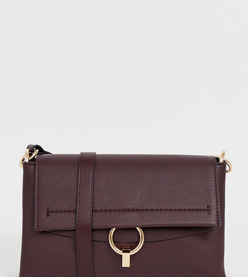 Mango across body bag with ring front in burgundy