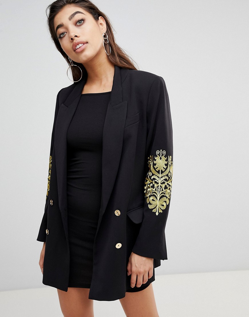 Ivyrevel Double Breasted Blazer with Embroidery at Sleeves