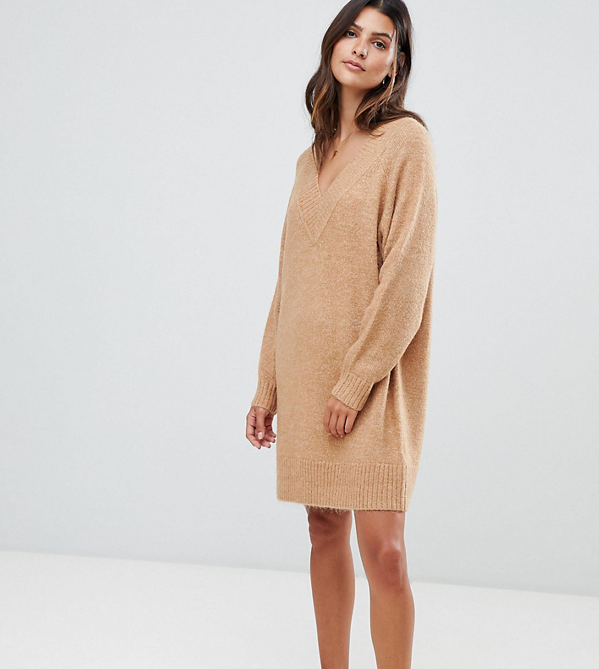 Micha Lounge luxe slouchy jumper dress in mohair blend - Oatmeal