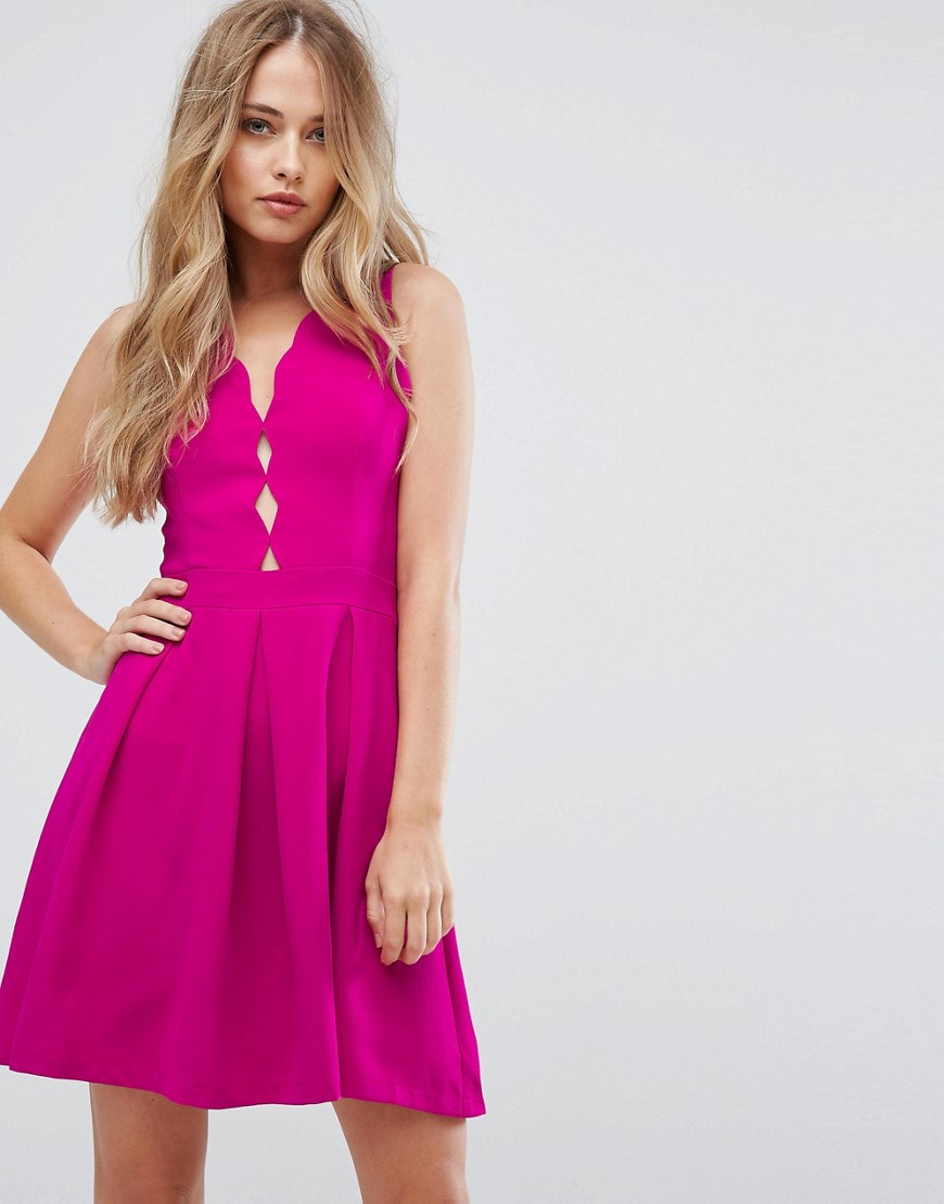 Adelyn Rae Serena Fit And Flare Scallop Dress - Hot pink