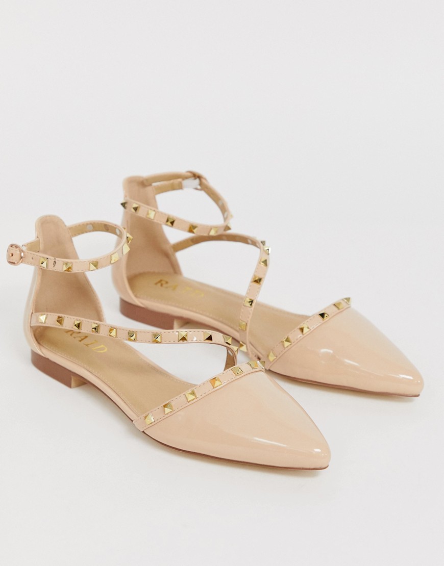 RAID Eden nude patent studded flat shoes