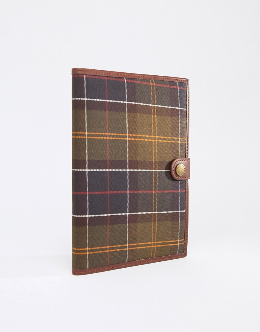 Barbour classic tartan notebook cover in green - Green