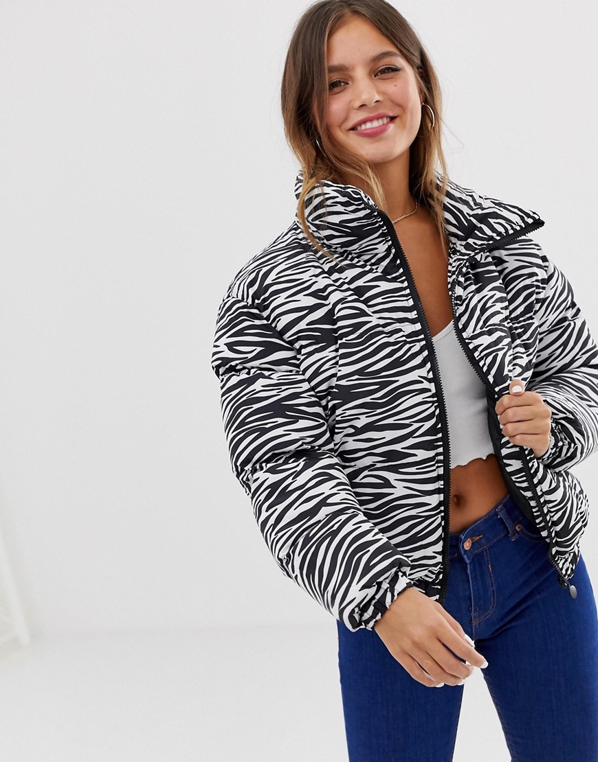 Brave Soul padded jacket in zebra print