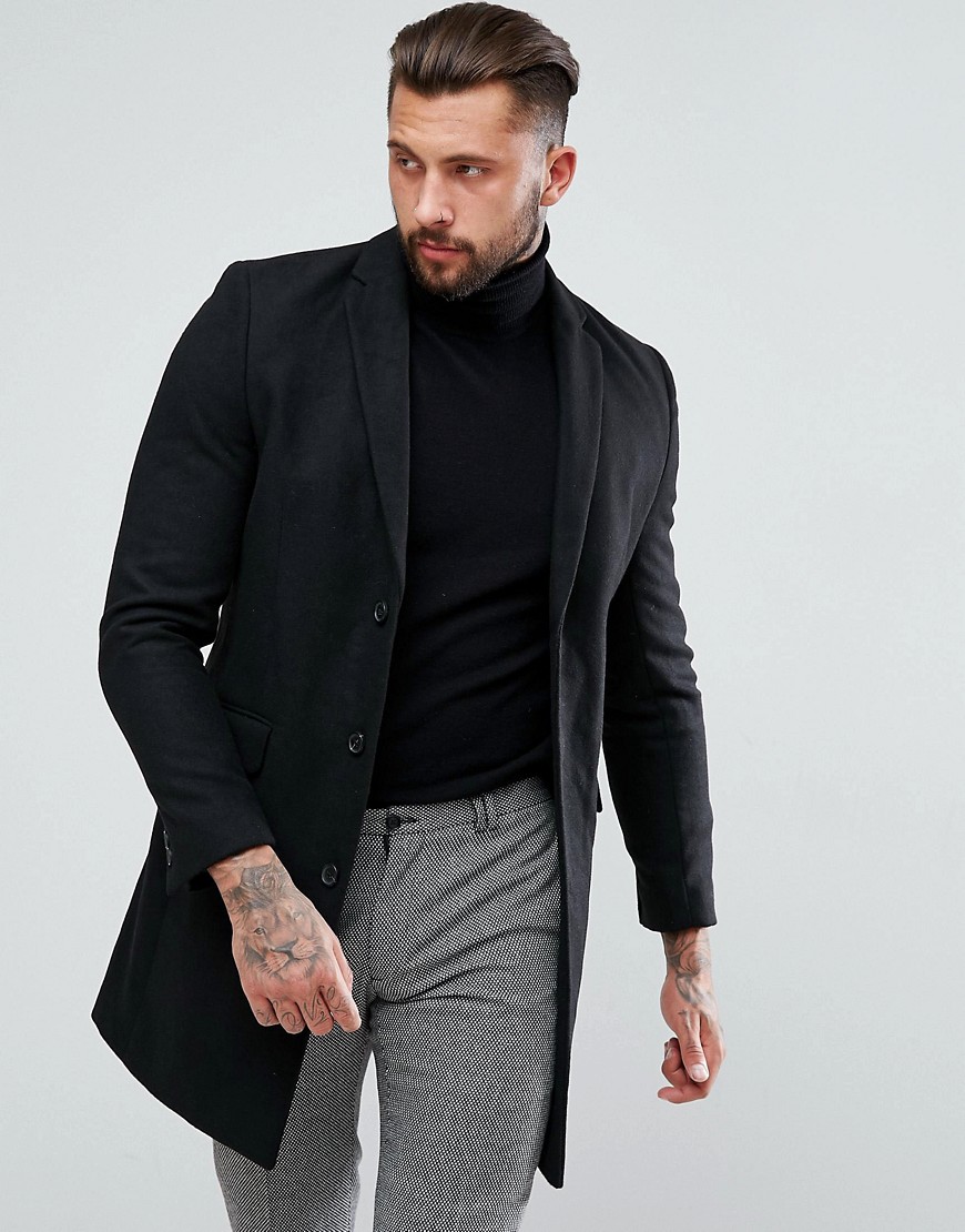 Черное однобортное пальто New Look - Черный 