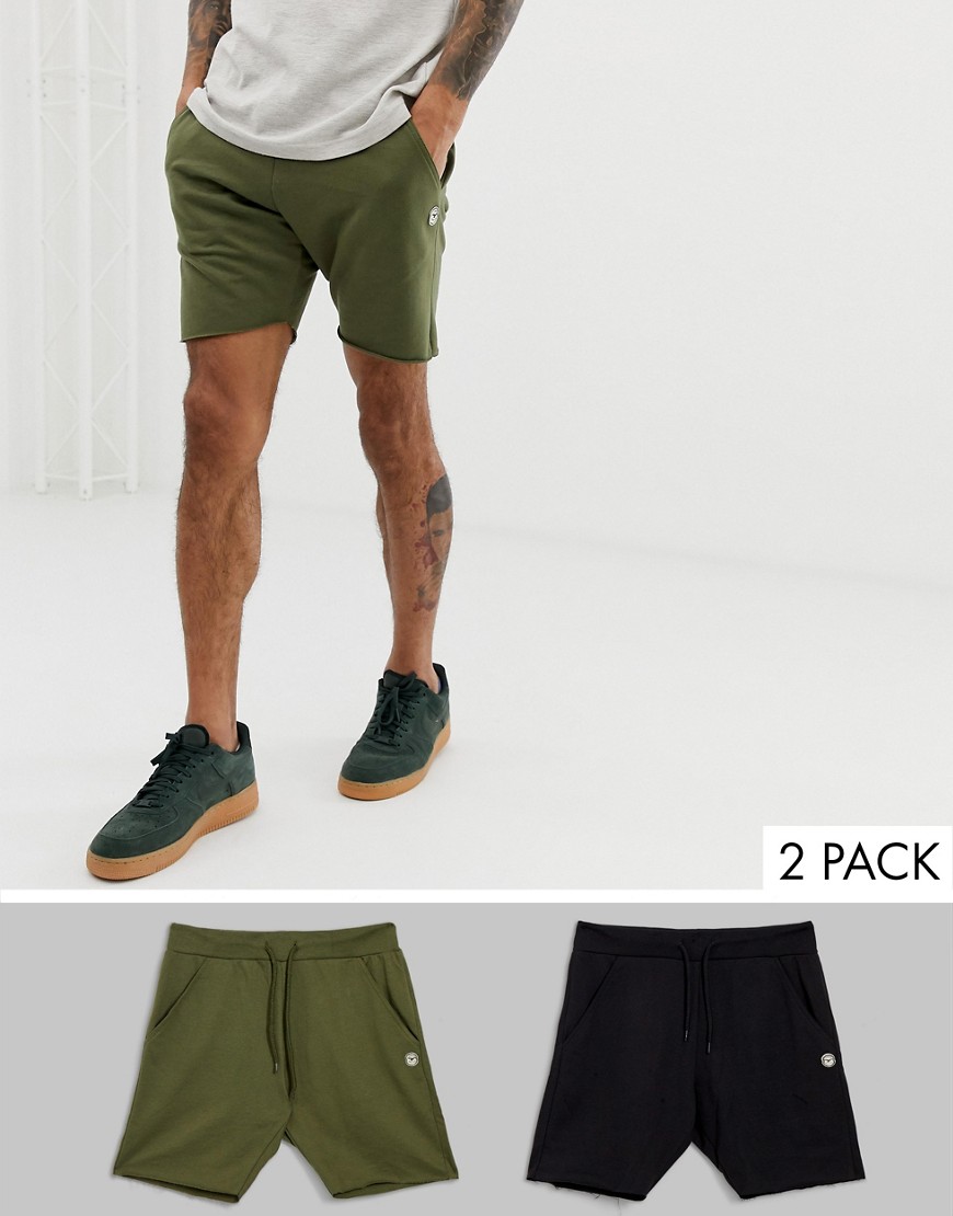 Le Breve 2 pack raw edge sweat shorts