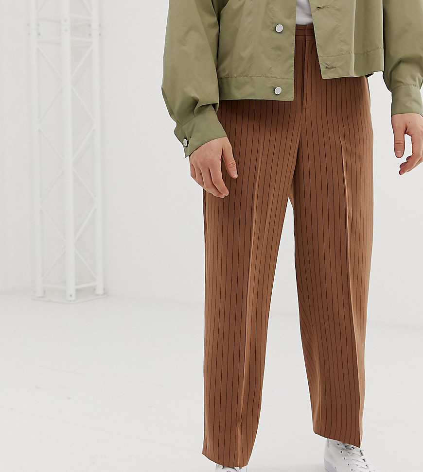 Noak wide leg pleated smart trousers in pinstripe