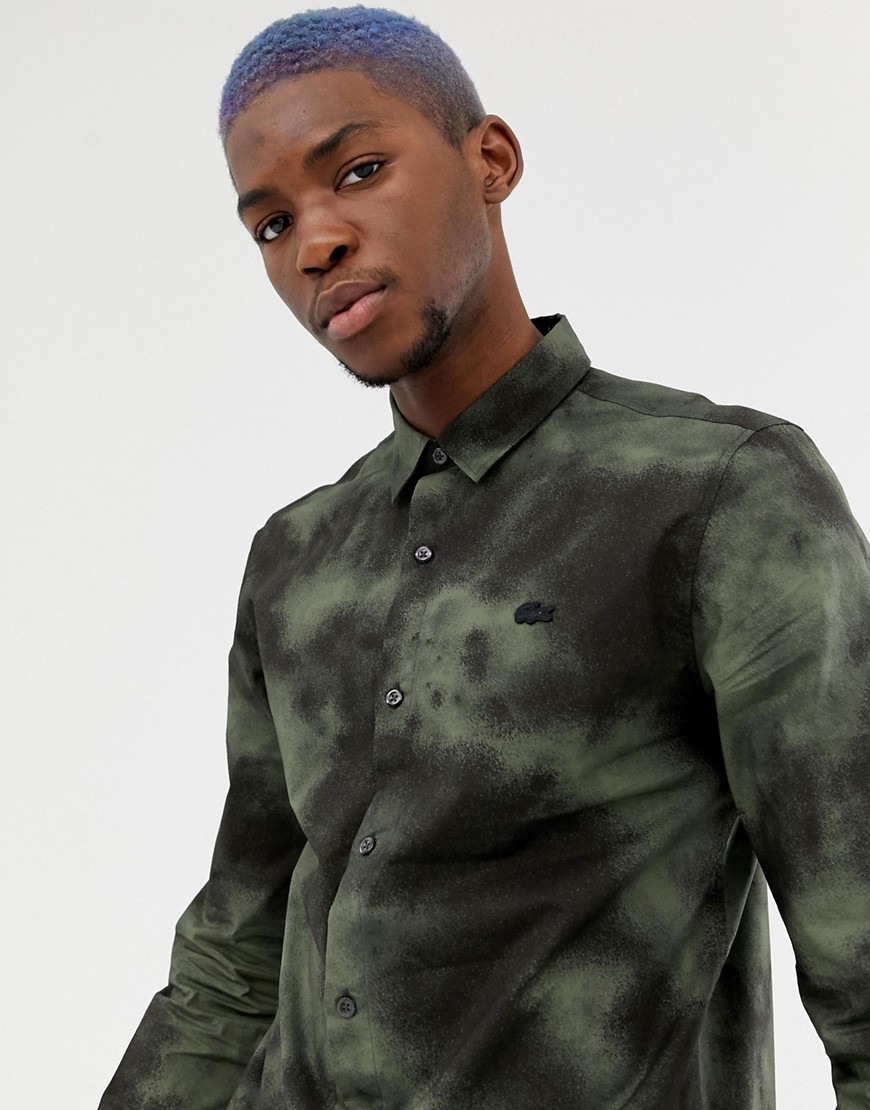 Lacoste L!VE skinny fit abstract shirt in black