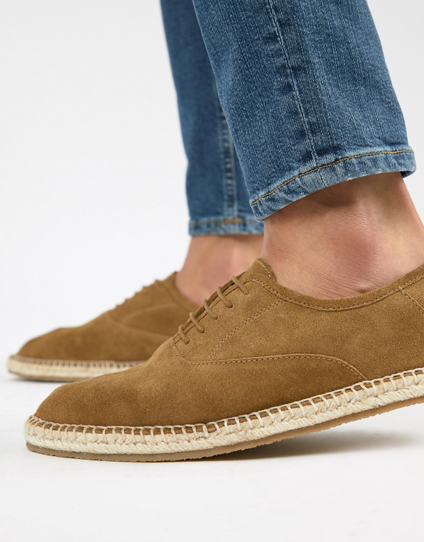 KG By Kurt Geiger Lace Up Espadrilles In Tan Suede