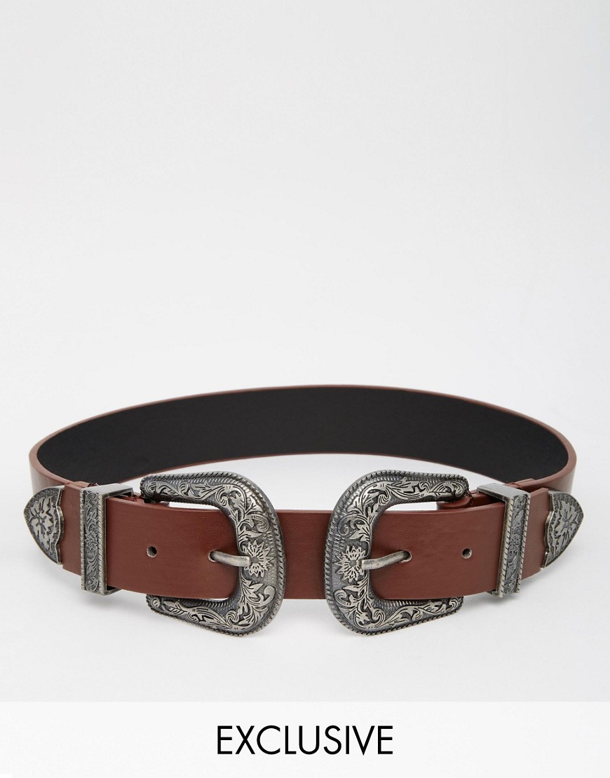 Reclaimed Vintage | Reclaimed Vintage Western Double Buckle Belt at ASOS