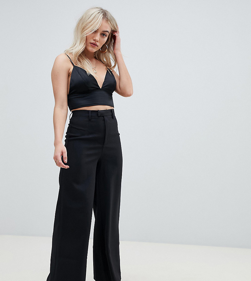 Missguided Petite tailored wide leg in black