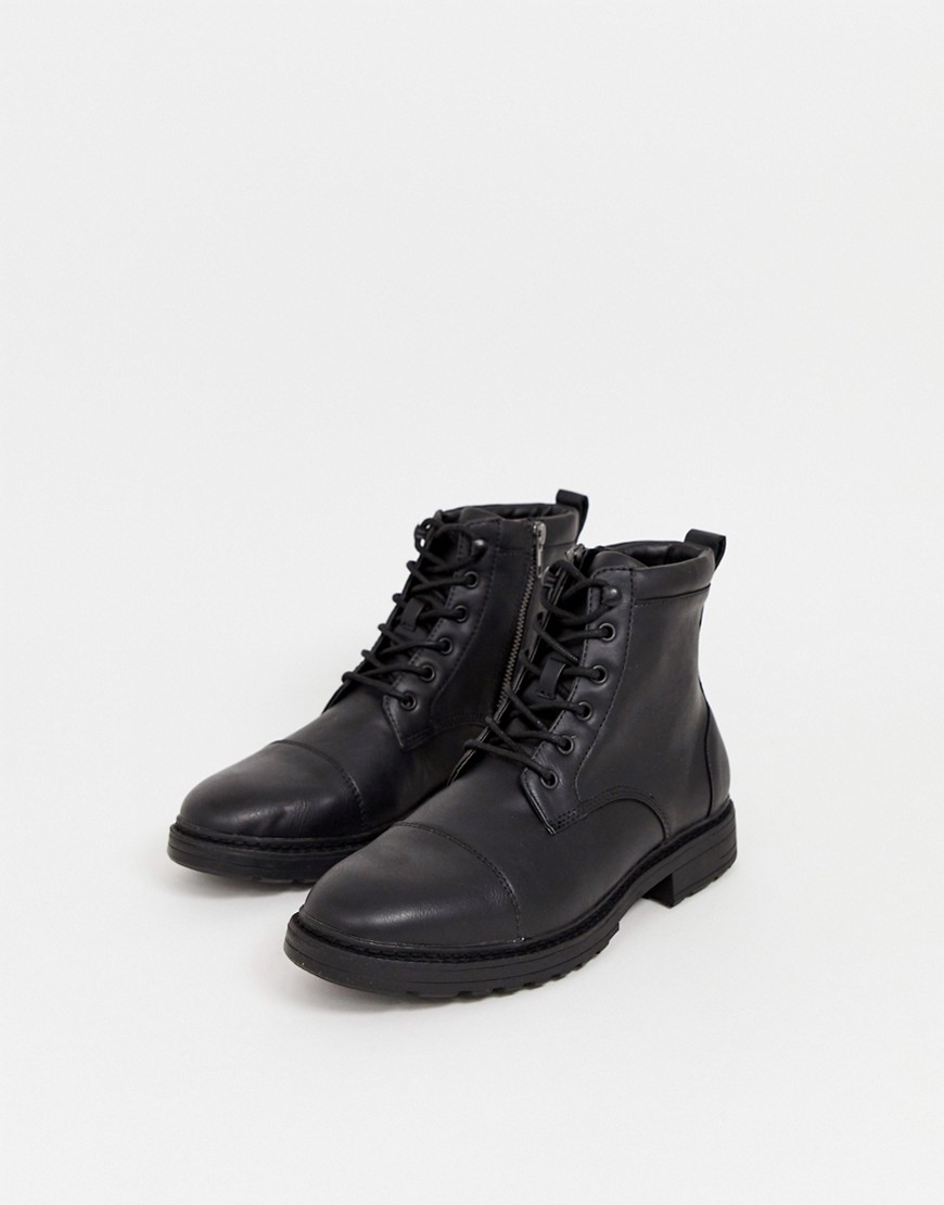 Pull&Bear worker boots in black