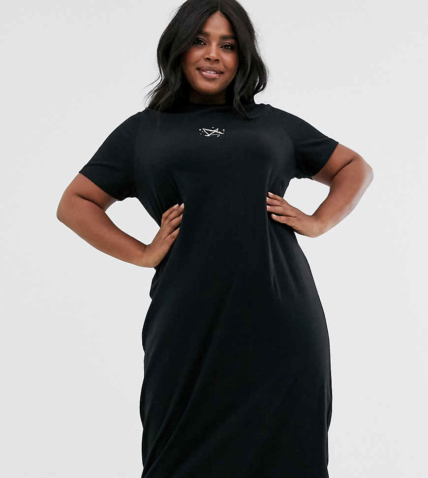 Daisy Street Plus midi t-shirt dress with constellation embroidery