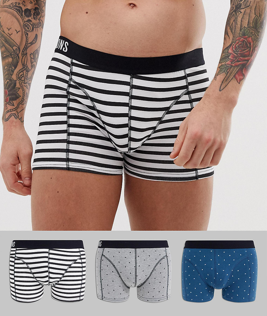 Only & Sons 3 pack printed trunks