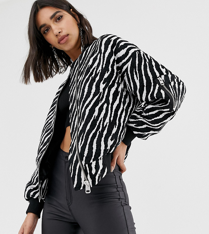 Missguided bomber jacket in zebra print