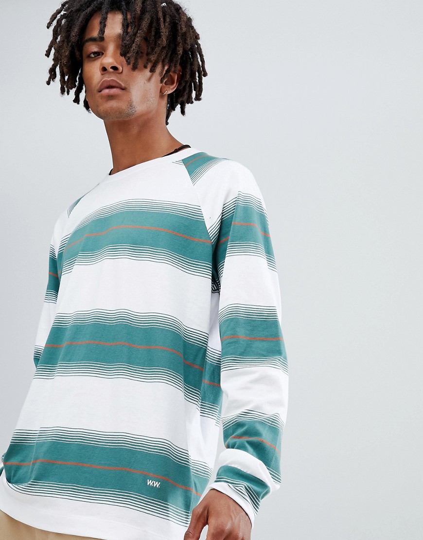 Wood Wood Han striped long sleeve t-shirt in white