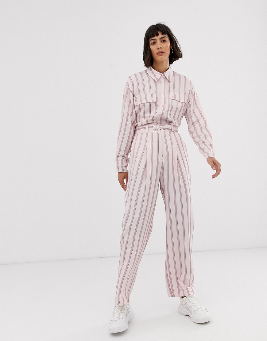 ASOS WHITE pink vertical stripe trouser