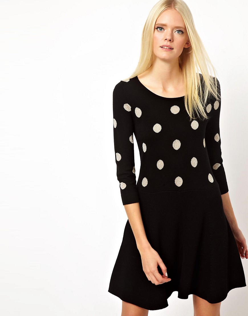 Boutique by Jaeger | Boutique by Jaeger Knitted Skater Dress with Polka ...