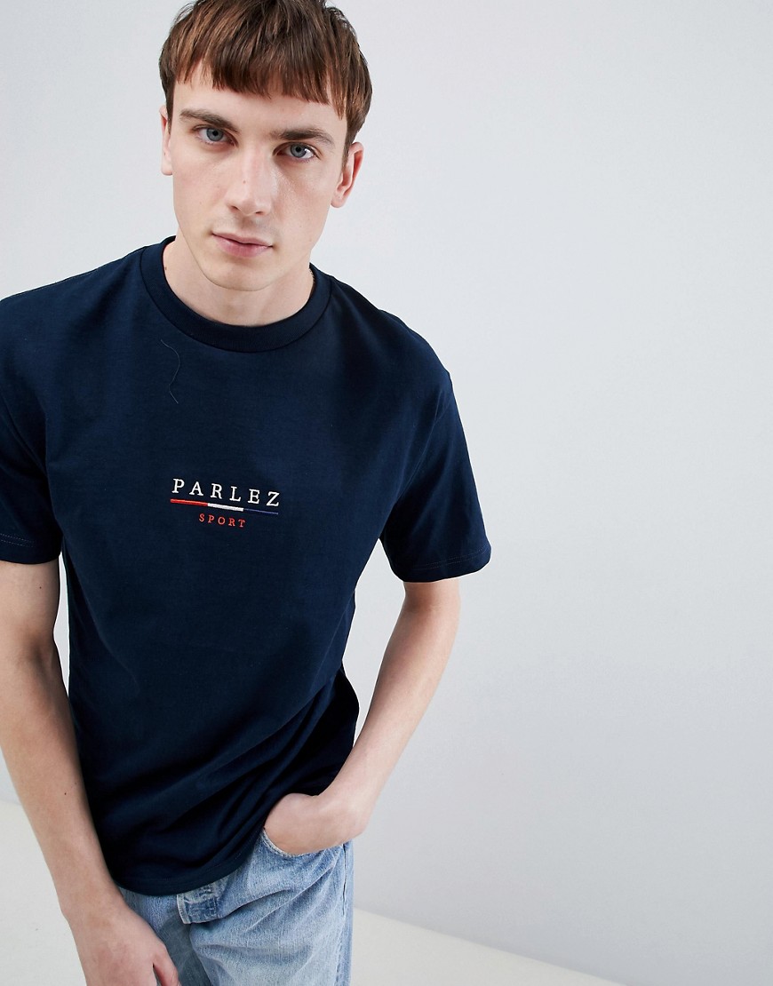 Parlez T-Shirt With Embroidered Sport Bar Logo In Navy