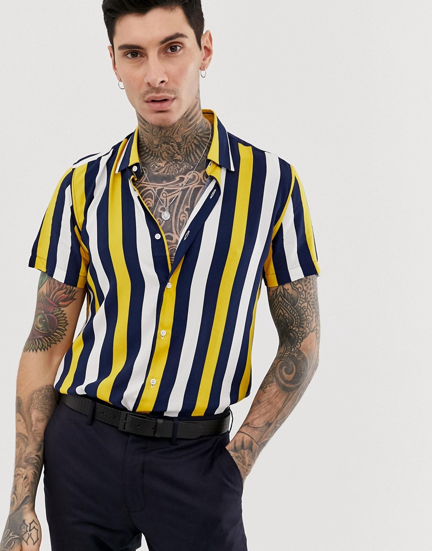 Devils Advocate oversize short sleeve stripe viscose shirt