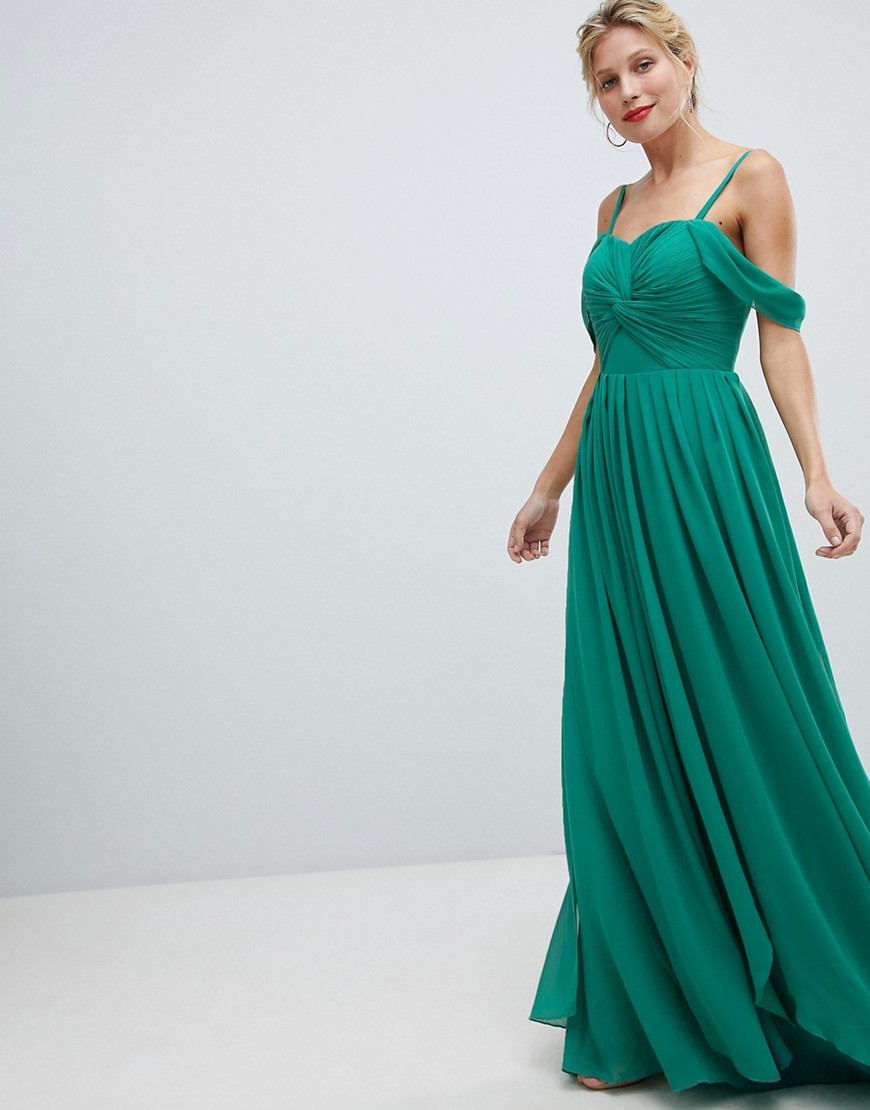 Y.A.S Floaty Maxi Dress With Cold Shoulder