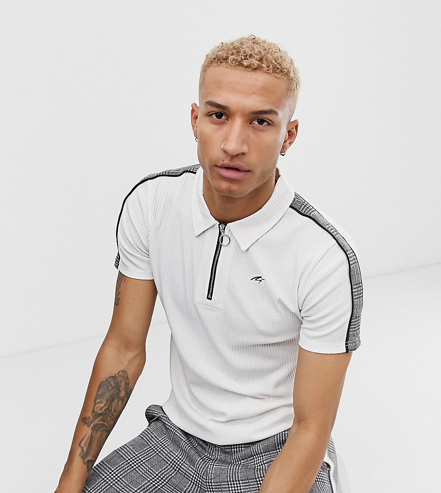 Mauvais polo shirt with half zip and check side stripe