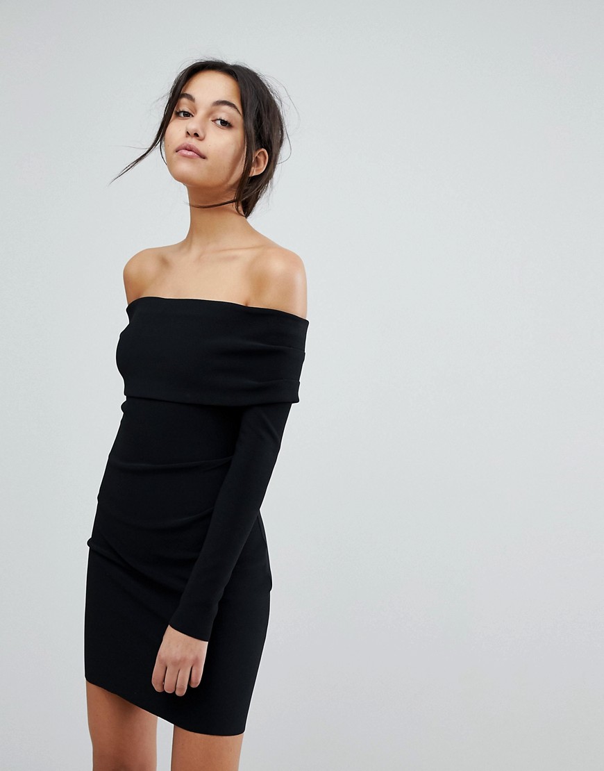 Bec & Bridge Off Shoulder Mini Dress - Black