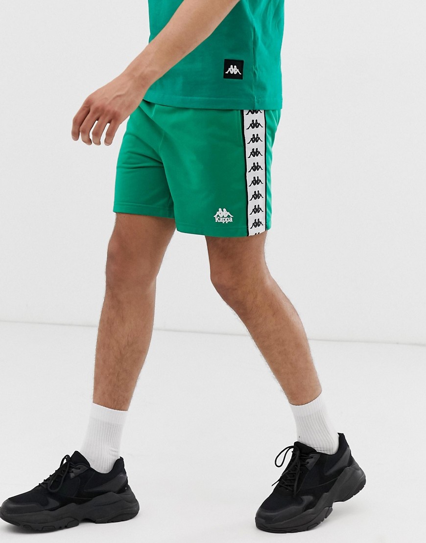 Kappa Authentic Cole shorts with logo taping in green