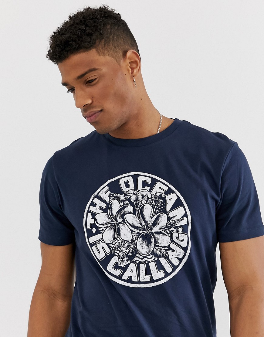 Jack & Jones Originals t-shirt with surf graphic in navy
